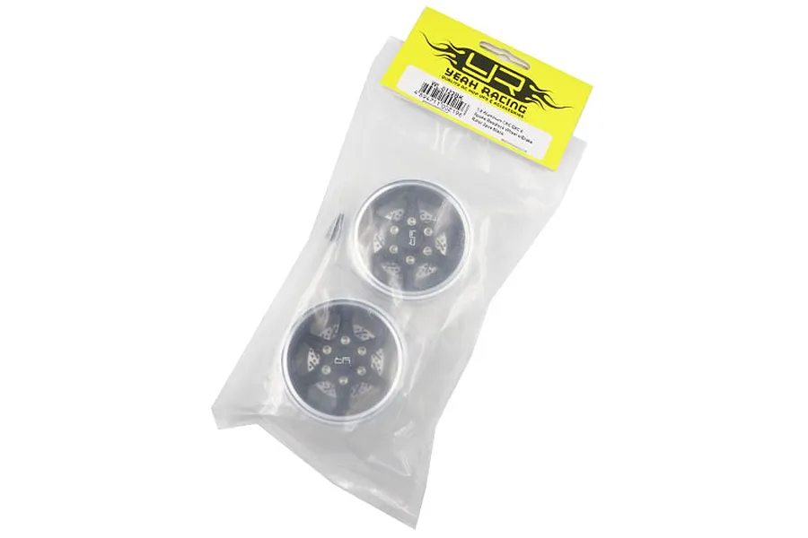 Yeah Racing Black Aluminium 1.9&amp;quot; BXC 6 Spoke Rims 2Pcs w/ Brake Rotors image 38515
