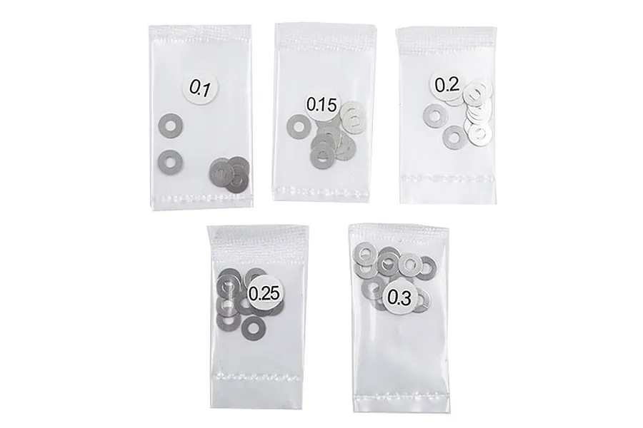 Yeah Racing Stainless Steel 3x7mm Washer Shim Set 0.1, 0.15, 0.2, 0.25, 0.3mm image 38524
