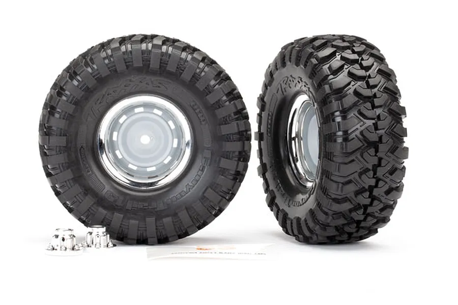 Traxxas 1.9&amp;quot; Canyon Trail Tyres on Chrome Rims - Glued Wheels 2Pcs image 38611
