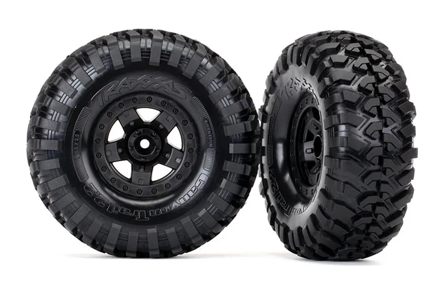 Traxxas 2.2&amp;quot; Canyon Trail Tyres on Black Rims - Glued Wheels 2Pcs image 38614