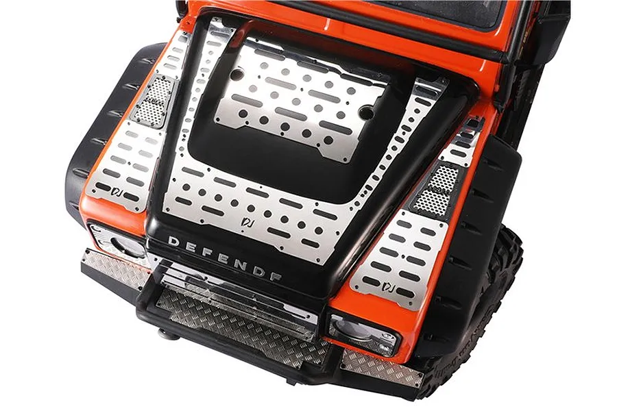 GPM Silver Stainless Steel TRX-4 Defender Slip Proof Bonnet Hood Plate Set 5Pcs image 39008