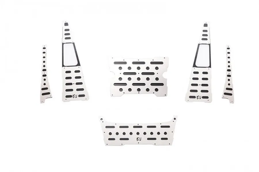 GPM Silver Stainless Steel TRX-4 Defender Slip Proof Bonnet Hood Plate Set 5Pcs image 39010