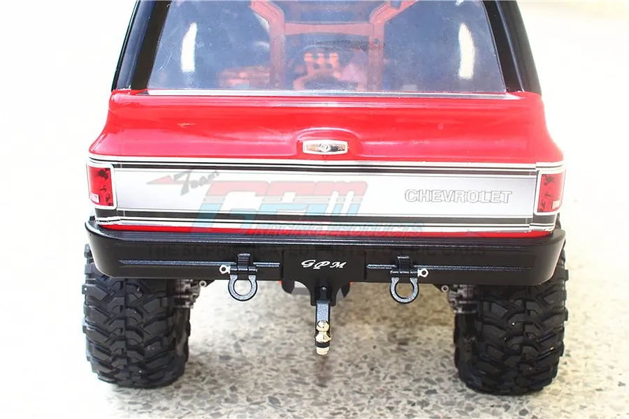 GPM Black Aluminium TRX-4 Chevy Blazer Rear Bumper w/ D-Ring &amp;amp; Drop Hitch image 39021
