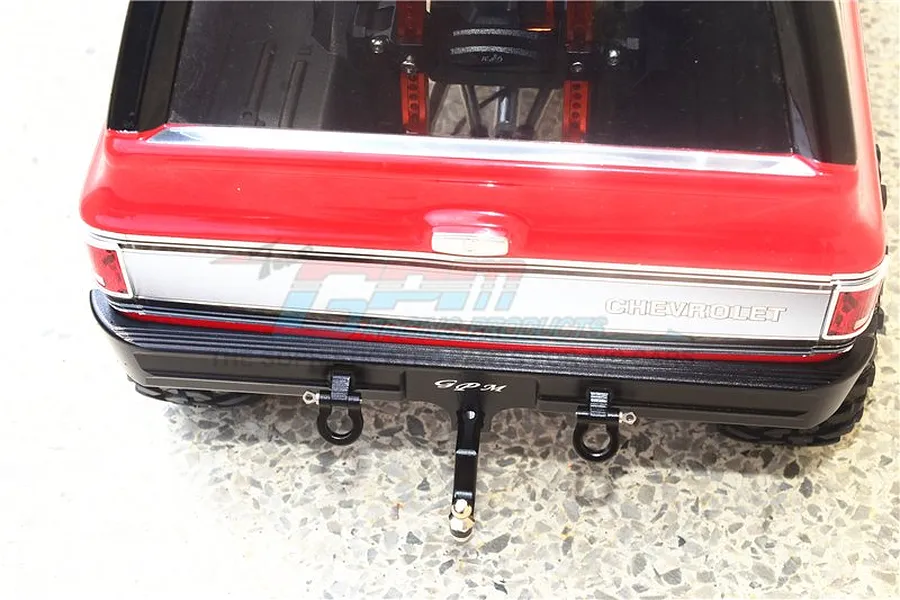 GPM Black Aluminium TRX-4 Chevy Blazer Rear Bumper w/ D-Ring &amp;amp; Drop Hitch image 39022
