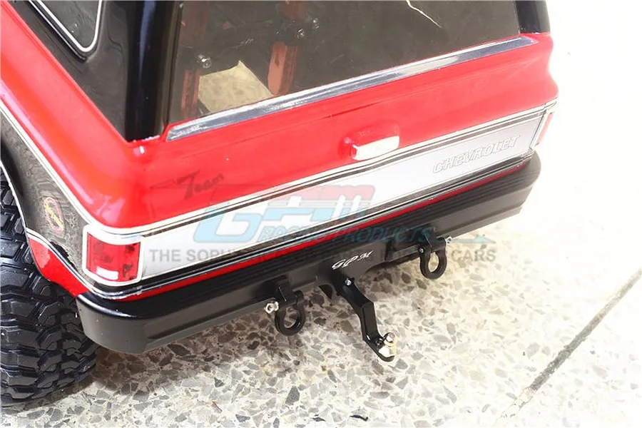 GPM Black Aluminium TRX-4 Chevy Blazer Rear Bumper w/ D-Ring &amp;amp; Drop Hitch image 39023
