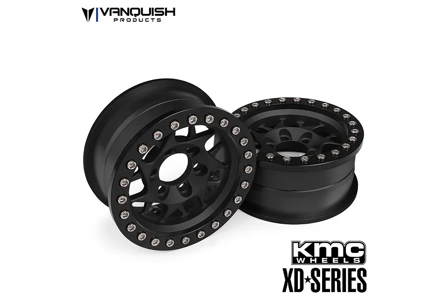 Vanquish Black Aluminium 1.9&amp;quot; KMC XD127 Rims 2Pcs w/ Black Beadlock Rings image 39297
