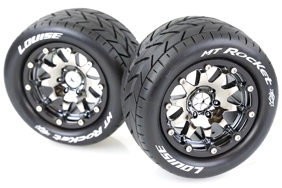 Louise 3.3&amp;quot; MT-Rocket MFT Tyres on Black Chrome Rims - Beadlocked Wheels 2Pcs image 39459