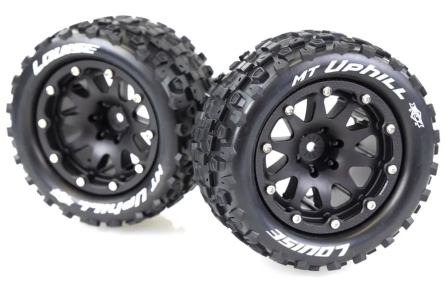 Louise 3.3&amp;quot; MT-Uphill MFT Tyres on (1/2 Offset) Black Rims - Beadlocked Wheels 2Pcs image 39469