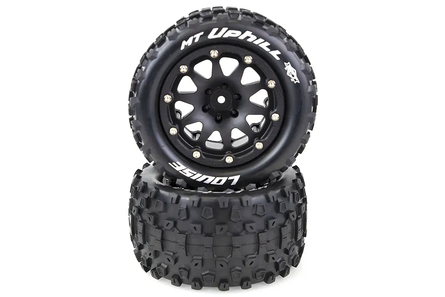 Louise 3.3&amp;quot; MT-Uphill MFT Tyres on (1/2 Offset) Black Rims - Beadlocked Wheels 2Pcs image 39470