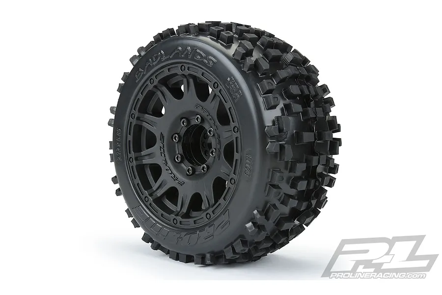 Pro-Line 3.8&amp;quot; Badlands Tyres on Black Raid Rims - Glued Wheels 2Pcs image 39525