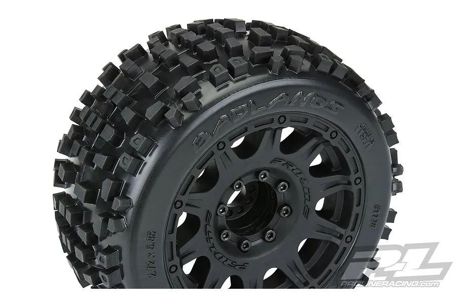Pro-Line 3.8&amp;quot; Badlands Tyres on Black Raid Rims - Glued Wheels 2Pcs image 39526
