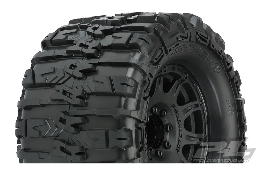 Pro-Line 3.8&amp;quot; Trencher HP Belted Tyres on Black Raid Rims - Glued Wheels 2Pcs image 39527