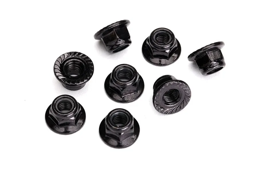 Traxxas 5mm Black Steel Flanged Serrated Nyloc Nuts 8Pcs image 39665