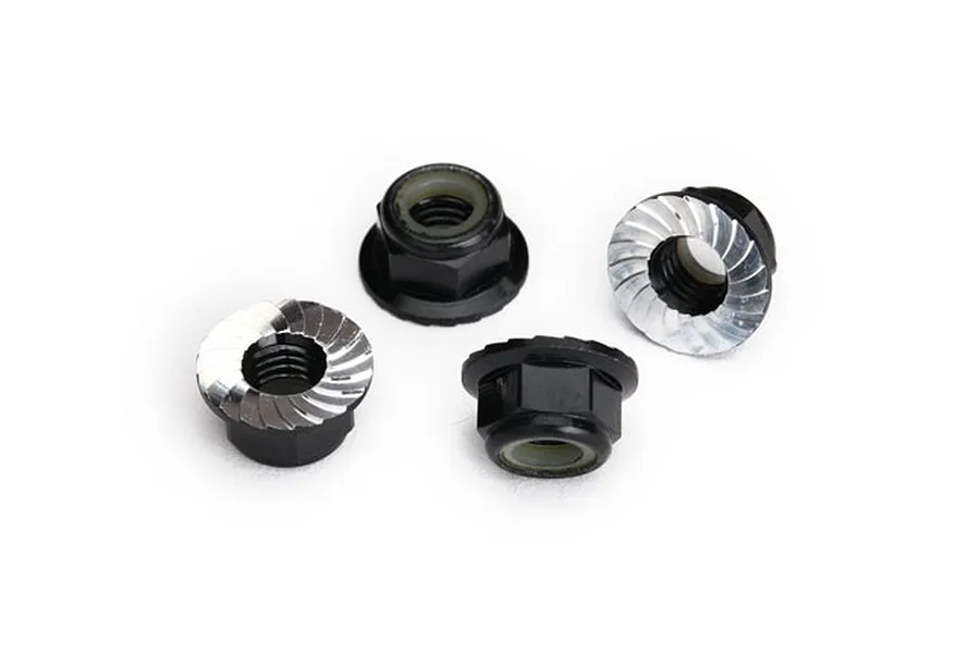 Traxxas 5mm Black Aluminium Flanged Nyloc Serrated Nuts 4Pcs image 39666