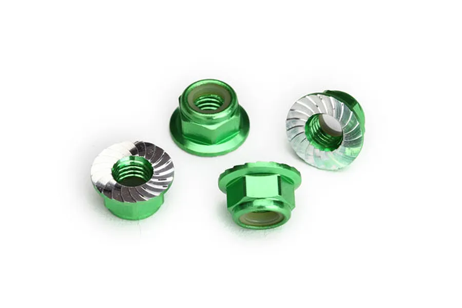 Traxxas 5mm Green Aluminium Flanged Nyloc Serrated Nuts 4Pcs image 39667