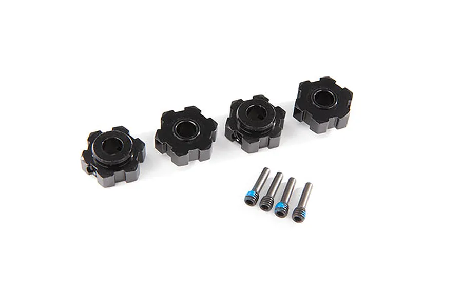 Traxxas Black Aluminium 17mm Splined Wheel Hex Adapters w/ Grub Screw image 39747