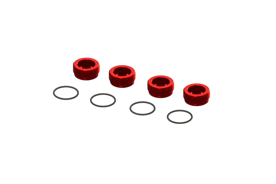 ARRMA Red Aluminium Front Hub Nuts w/ O-Rings 4Pcs image 39777