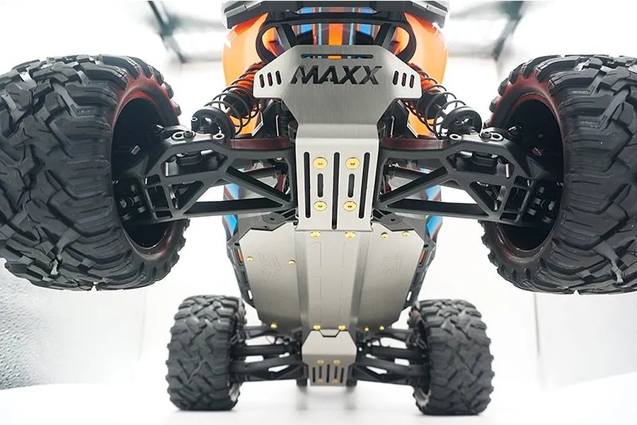 GPM Stainless Steel Maxx 4S Front, Centre &amp;amp; Rear Chassis Skid Plate Set w/ Hardware image 39827