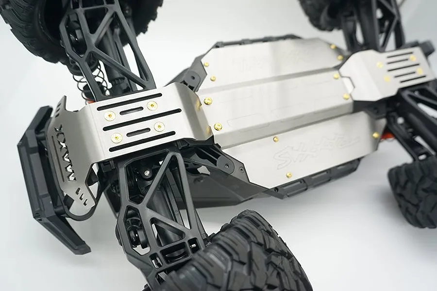 GPM Stainless Steel Maxx 4S Front, Centre &amp;amp; Rear Chassis Skid Plate Set w/ Hardware image 39828
