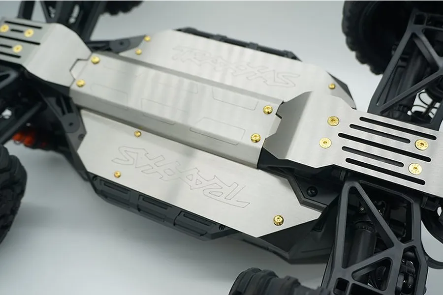 GPM Stainless Steel Maxx 4S Front, Centre &amp;amp; Rear Chassis Skid Plate Set w/ Hardware image 39829