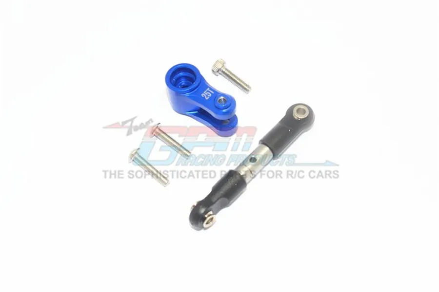 GPM Blue Aluminium 25T Servo Horn &amp;amp; Stainless Steel Steering Linkage Set image 39863