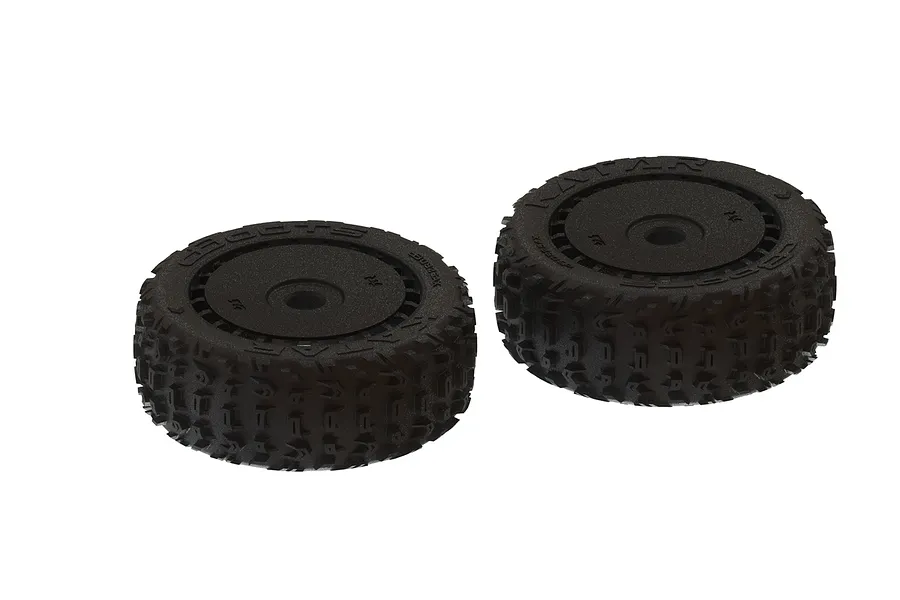 ARRMA 3.3&amp;quot; Katar B 6S dBoots Tyres on Black Rims - Glued Wheels 2Pcs image 39887