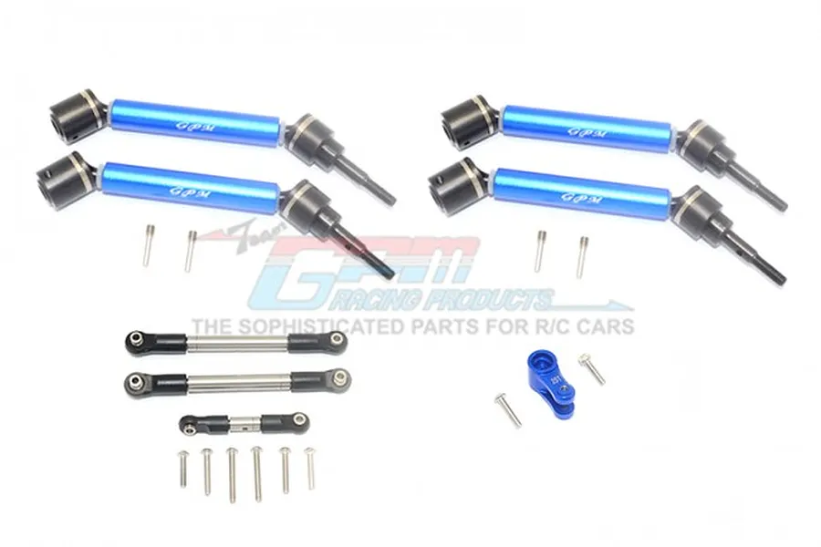 GPM Blue Harden Steel Maxx 4S Complete Set of Front &amp;amp; Rear Universal Drive Shafts 4Pcs w/ Linkages &amp;amp; Aluminium Servo Horn image 39930