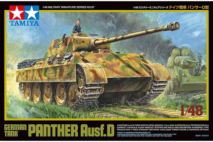 Tamiya 1/48 German Panther Ausf.D Tank Scaled Plastic Model Kit image 40130