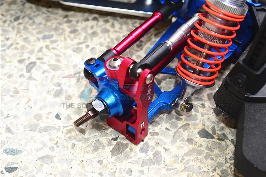 GPM Blue Aluminium Slash 4x4 Left &amp;amp; Right Front Hub Carriers 2Pcs image 40177