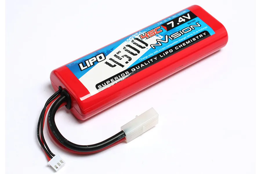 nVision Sport 7.4v 4500mAh 45C Rounded Hard Case LiPo Battery image 40303