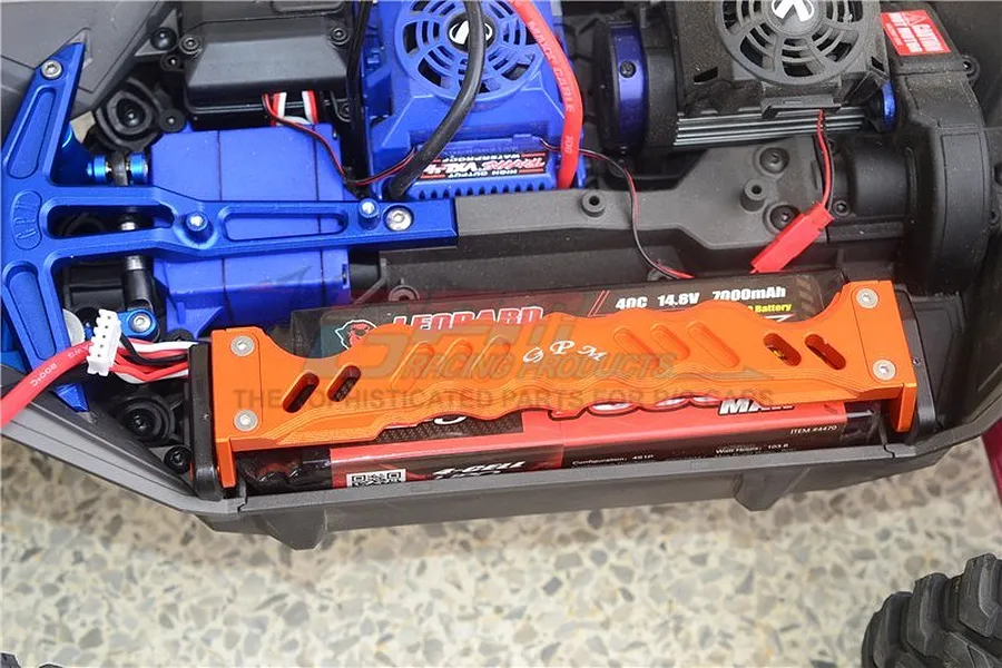 GPM Blue Aluminium Maxx 4S Battery Hold Down w/ Foam Spacers image 40349
