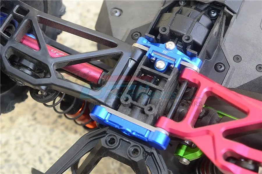 GPM Blue Aluminium Maxx 4S Front &amp;amp; Rear Lower Suspension Arm Tie Bar Set image 40352