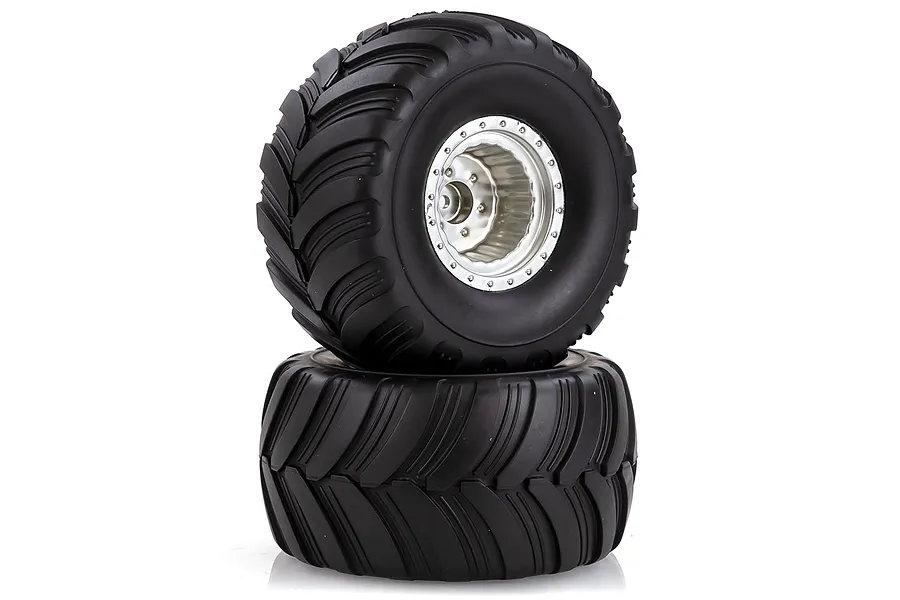 HSP 2.2&amp;quot; Crusher Off Road Tyres on Chrome Rims - Wheels 2Pcs image 40387