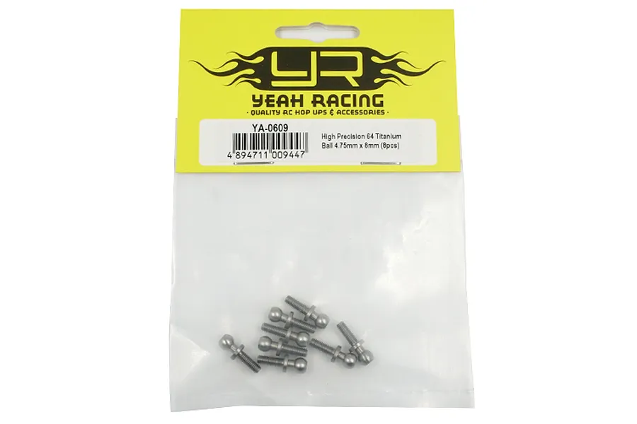 Yeah Racing 64 Titanium 4.75x8mm pivot balls in original retail packaging.