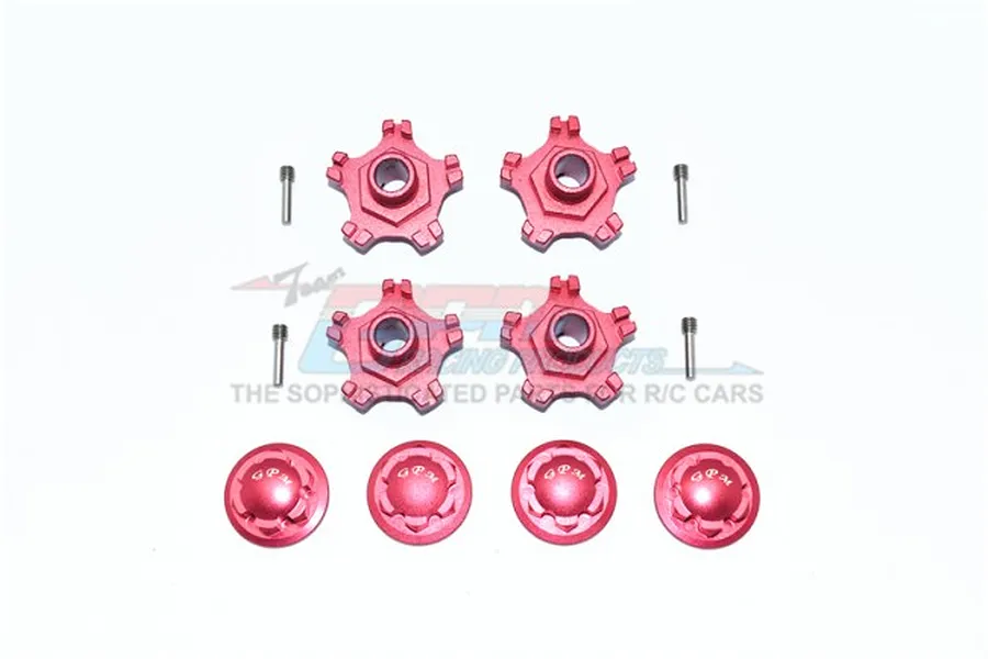 GPM Red Aluminium ARRMA Limitless &amp;amp; Infraction Clawed Wheel Hexs 4Pcs w/ +6mm Off-Set, Wheel Nuts &amp;amp; Grub Screws image 40613