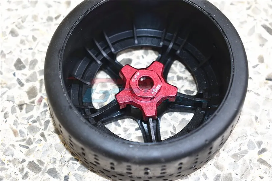 GPM Red Aluminium ARRMA Limitless &amp;amp; Infraction Clawed Wheel Hexs 2Pcs w/ +6mm Off-Set &amp;amp; Grub Screws image 40622