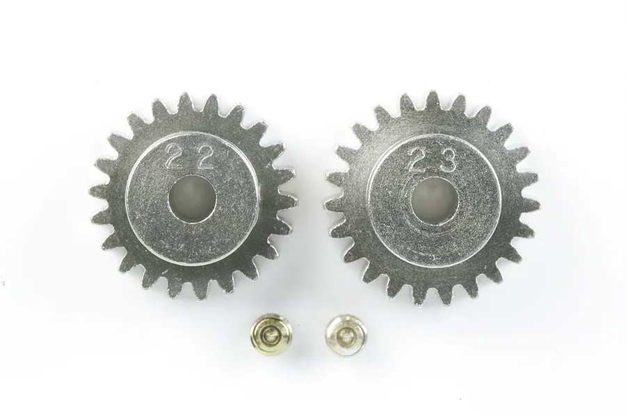 Tamiya Aluminium 22T, 23T 0.6Mod Pinion Gears 2Pcs image 40657