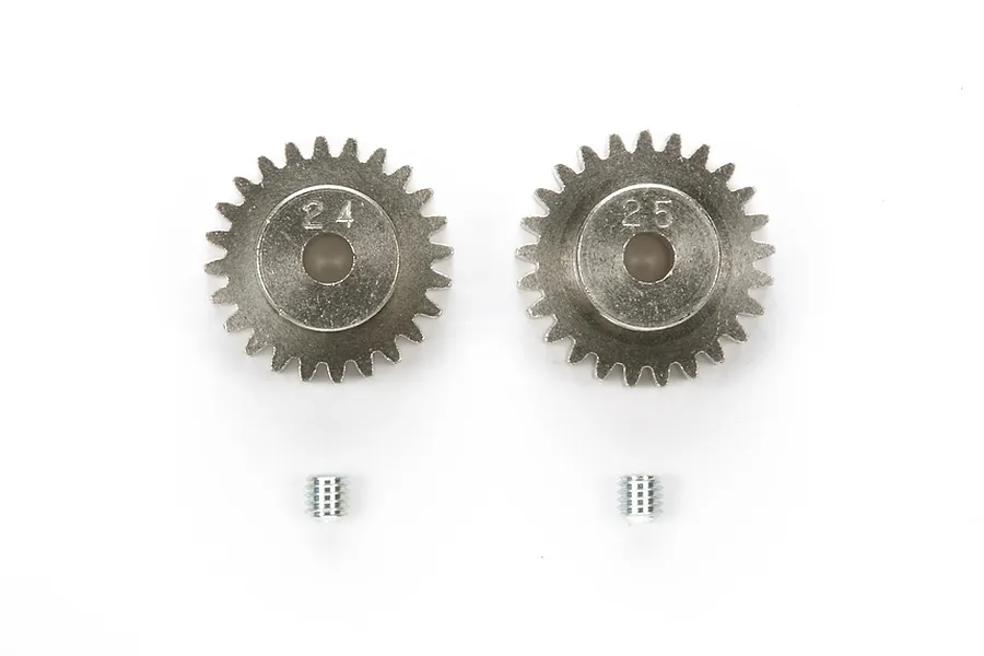 Tamiya Aluminium 24T, 25T 0.6Mod Pinion Gears 2Pcs image 40658