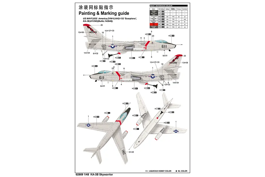 Trumpeter 1/48 KA-3B-2 Skywarrior Strategic Bomber Scaled Plastic Model Kit image 40683