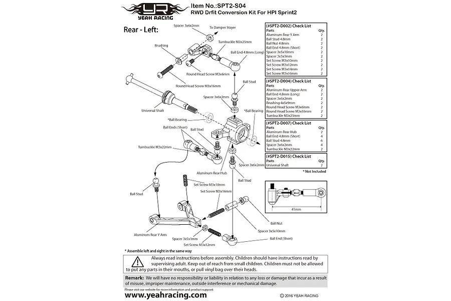 Yeah Racing Orange Aluminium Rear Y Suspension Arm Set 2Pcs image 40913