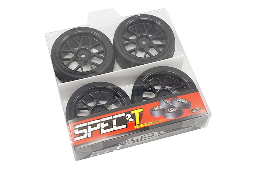 Yeah Racing 1.9&amp;quot; (+3mm Off-Set) Spec T On Road Tyres on Black Rims - Wheels 4Pcs image 40926