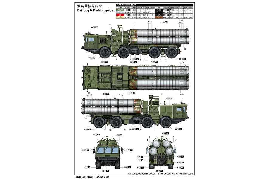 Trumpeter 1/35 Russian 40N6 of 51P6A TEL S-400 Truck Scaled Plastic Model Kit image 41022
