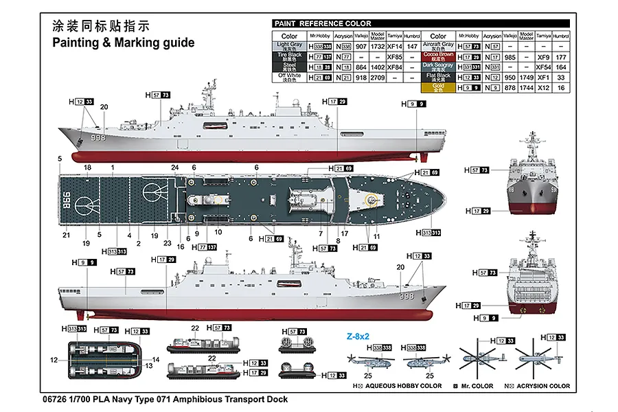 Trumpeter 1/700 PLA Navy Type 071 Amphibious Transport Dock Plastic Model Kit image 41055