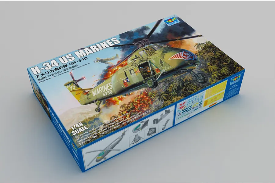 Trumpeter 1/48 H-34 US Marines Helicopter Scaled Plastic Model Kit image 41100