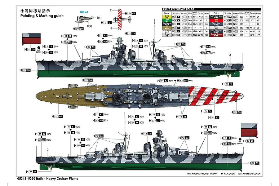 Trumpeter 1/350 Italian Fiume Heavy Cruiser Plastic Model Kit image 41112