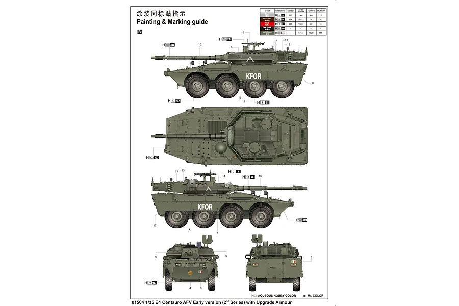 Trumpeter 1/35 B1 Centauro AFV (Early Version) 2nd Series Armoured Car w/ Upgrades Scaled Plastic Model Kit image 41152