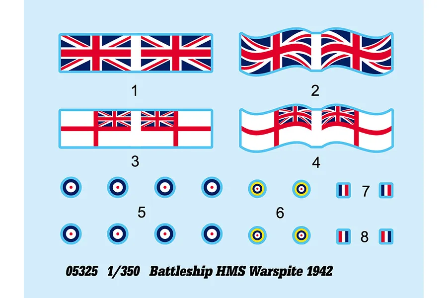 Trumpeter 1/350 HMS Warspite 1942 Battleship Plastic Model Kit image 41244
