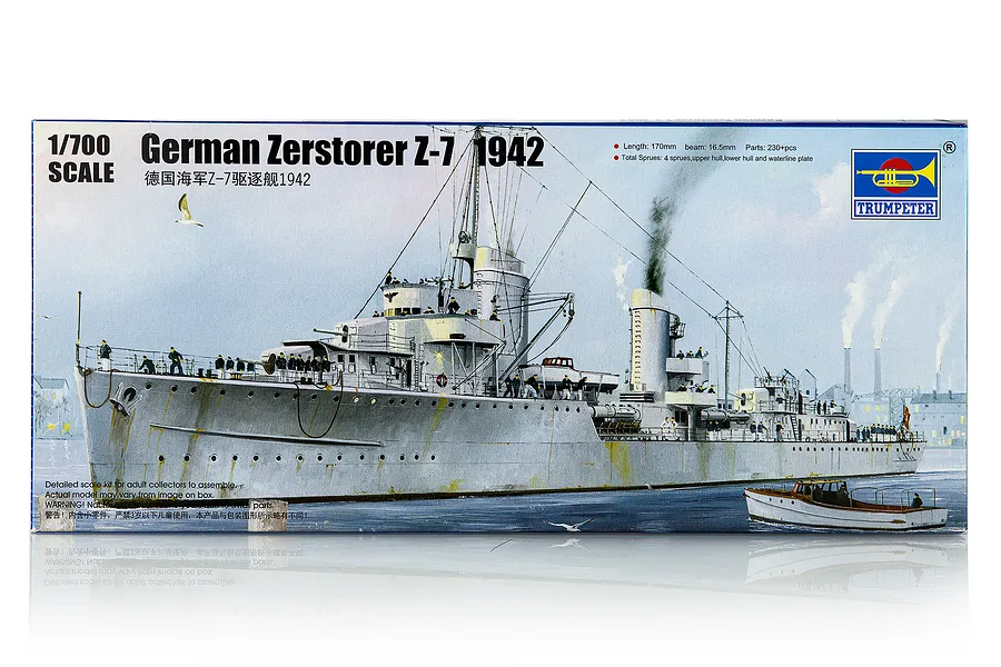 Trumpeter 1/700 German Zerstorer Z-7 1942 Destroyer Plastic Model Kit image 41335