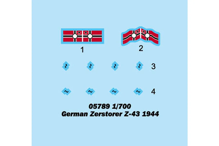 Trumpeter 1/700 German Zerstorer Z-43 1944 Destroyer Plastic Model Kit image 41339