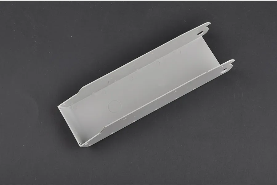 A single grey plastic model tank hull part from a Trumpeter 1/35 scale model kit, viewed from above against a dark grey background.